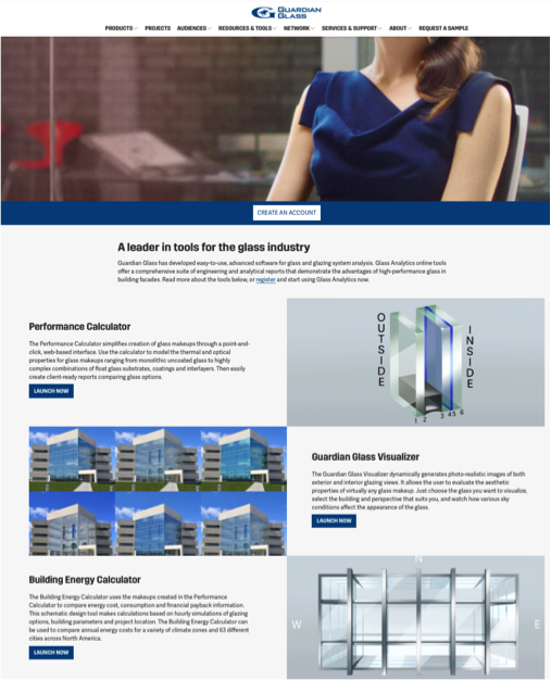 A page of the glass industry 's website.