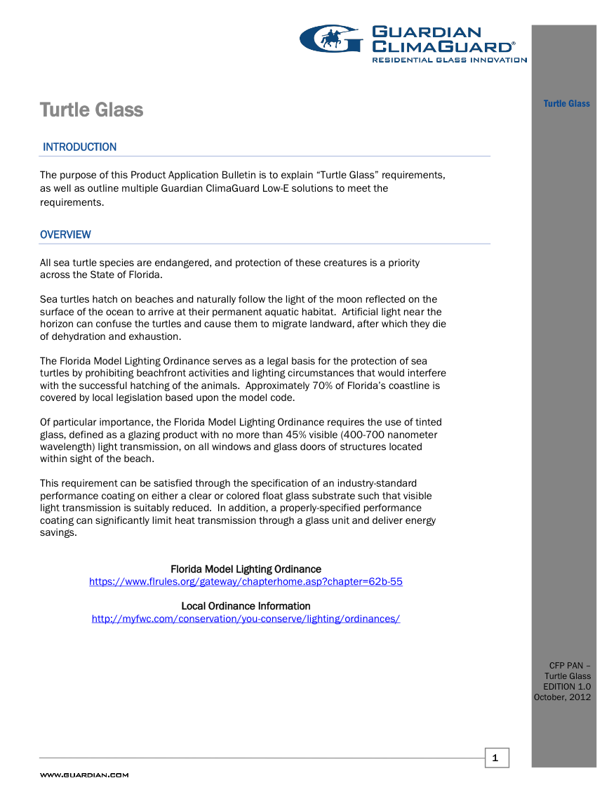 A page of information about turtle glass.